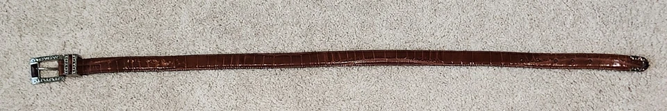 Cinturón Brighton 1996 vintage cuero plata ornamentado hebilla marrón talla M 39307 Foto 4 de 4