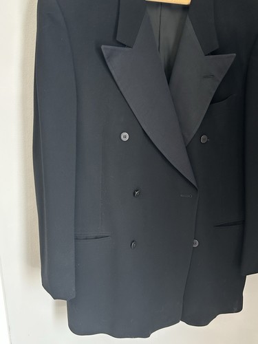 Giorgio Armani Le Collezioni Solid Black Double Breasted Tux Blazer Italy 44R - Picture 3 of 9