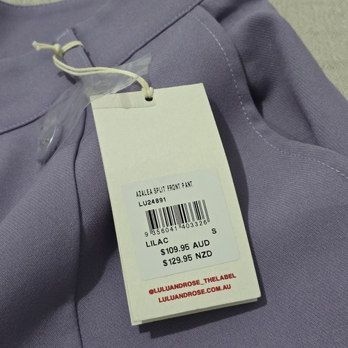 Lulu & Rose Azalea Lilac Split Front Pant Trouser Straight Leg Size Small (NWT) - Picture 7 of 10