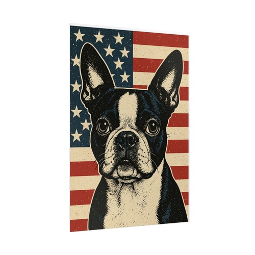 Boston Terrier Patriotic Art Print – Red White Blue USA Dog Wall Decor - Picture 12 of 25