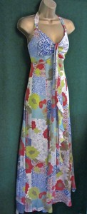 alto blu Monsoon con Maxi motivo collo verde floreale Uk14 rosso Tamelia abito a qxItqBvP