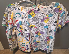  3 i Care Wear Scrub Tops Women  s Size L VNeck Pockets Made in USA 100 Cotton