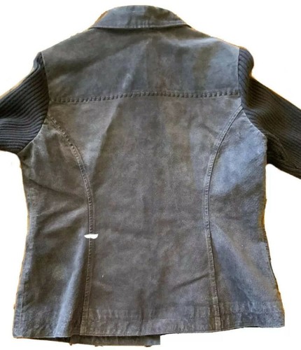 Live A Little Womens Faux Leather & Knit Jacket Button Front M - Picture 3 of 3