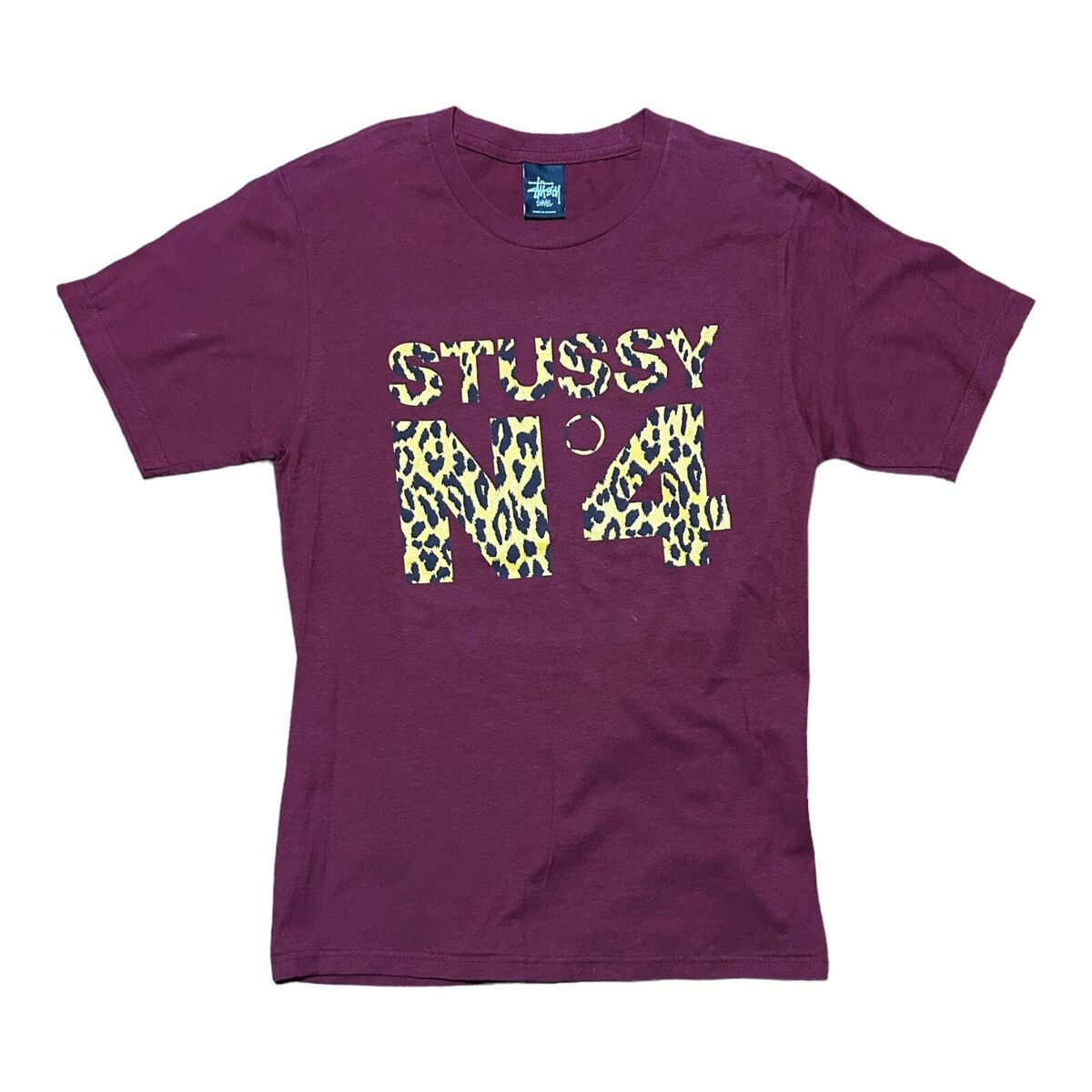 Vintage Stussy No 4 N4 Leopard Graphic Print Tee T Shirt Vintage Stussy No 4 N4 Leopard Graphic Print Tee T Shirt