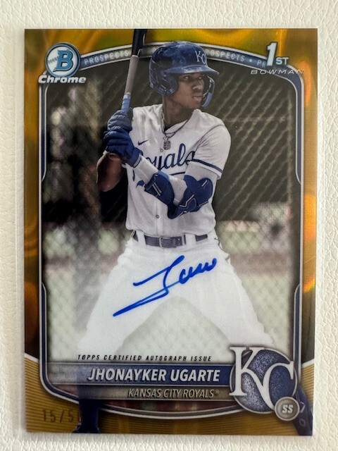 2025 Bowman Chrome 1st Jhonayker Ugarte Gold Lava Refractor Auto /50 #CPA-JU