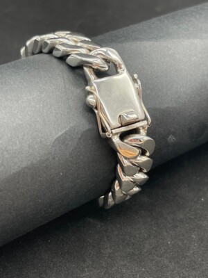 Mens 925 Sterling Silver 100g Chunky Curb Link Bracelet (New)