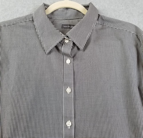 VAN HEUSEN Button Up Shirt Women’s 2XL XXL Black White Gingham Check Long Sleeve - Picture 2 of 13