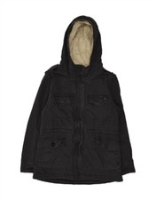 American Eagle Womens Hooded Utility Jacket Uk 14 Medium Grey Cotton Ah17