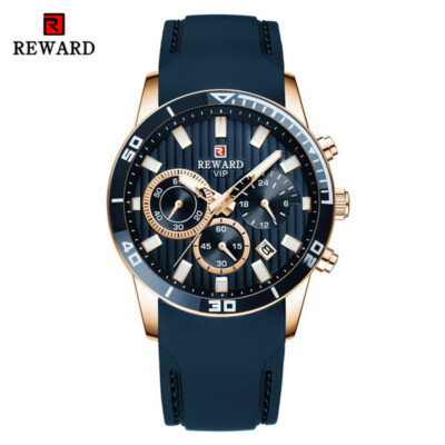 REWARD Herren Armbanduhr mit Chronographen Kalender Silikon Armband Military Uhr