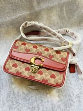 Coach Studio Shoulder Bag Canvas Leather Valentine's Heart Print C8388 NWT