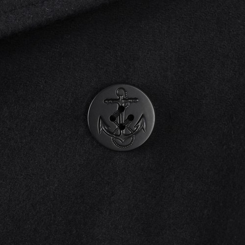 Abrigo Mil-Tec US Navy Pea - Negro - Chaqueta de lana de doble botonadura estilo militar - Imagen 5 de 8
