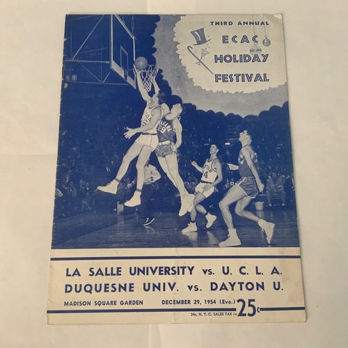 1954 ECAC Basketball Tournament UCLA - John Wooden, Willie Naulls + Tom Gola VG