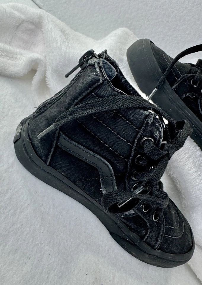 Vans Sk8 Zapatos con Cremallera Alta Niños Talla 13.5 Tenis Triple Negro Juvenil Patinador Alto Foto 4 de 4