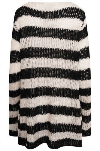 90's Oversized Striped Gothic Grunge Jumper - Chunky Knitted Distressed Sweater - Picture 33 of 39