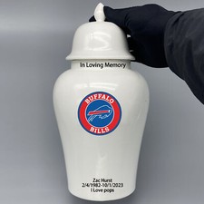 Ceramic Large Urn for Buffalo Bills Football Theme, Custom Text