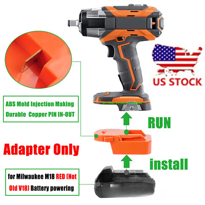 1 Adapter for Mil.waukee M18 RED Batteries To fits Ridgid 18v Tool -Adapter Only