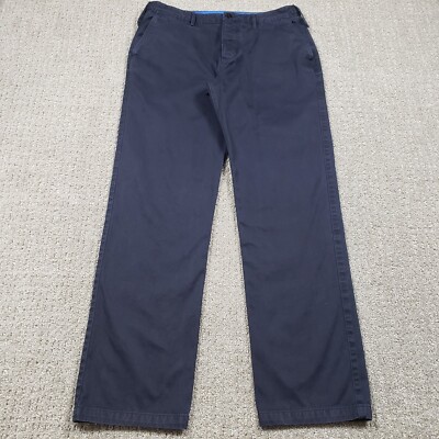 Burberry Brit Pants Mens 34x32 Navy Blue Chino Straight Button Fly Cotton  Casual