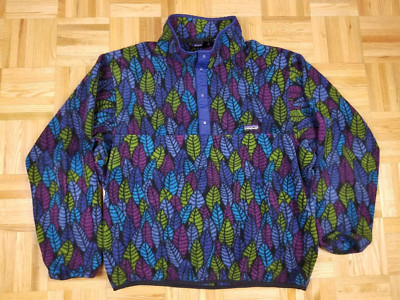 VINTAGE 90' PATAGONIA SYNCHILLA LEAVES PATTERN T SNAP FLEECE VINTAGE 90' PATAGONIA SYNCHILLA LEAVES PATTERN T SNAP FLEECE
