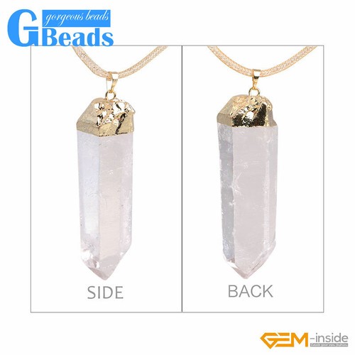 Natural Chakra Healing Crystal Gemstone Wand Reiki Pendant Chains Necklace 19" - Picture 5 of 9