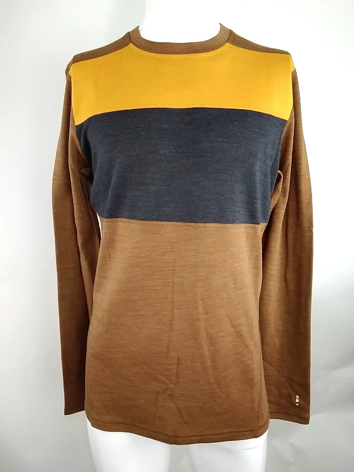 Smartwool Men Thermal Merino Baselayer Colorblock Crew Brown Medium 16353-L41