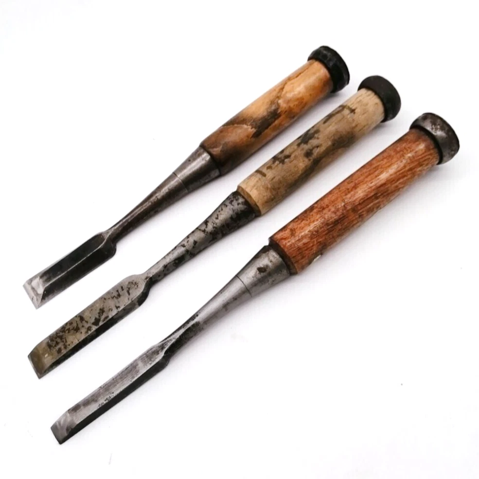 Vintage Japanese NOMI Chisel Set of 3 – Carpenter Woodworking Tool DKA073