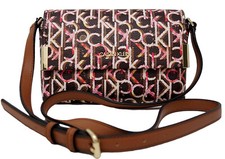 NUEVO Bolso Bandolera Pequeño Bolso de Mano Calvin Klein Para Mujer Marrón Rosa Gráfico Logo