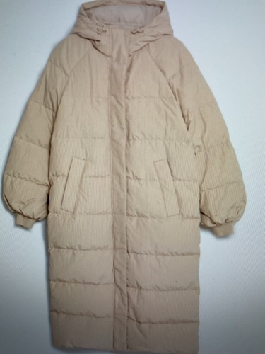 Brand New Luxury Feather Down Padded Hooded Coat Long in Biege Colour Size 20 - Picture 21 of 24