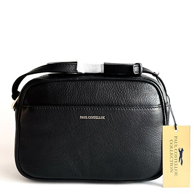 Paul Costelloe Handtasche schwarz Leder klein Reißverschluss oben Crossbody Bag Cooper UVP 150£
