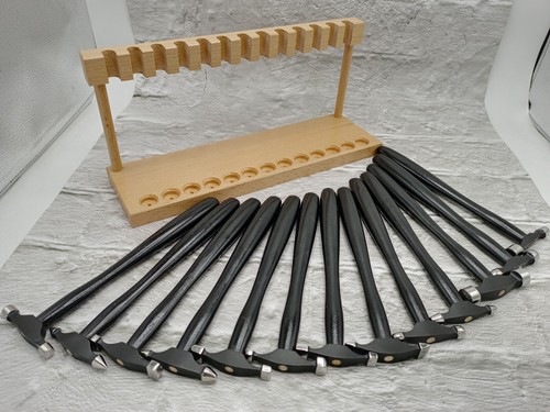 Set of 13 Texture Forming Hammers with Wooden Stand Forming Hammers Set - Picture 9 of 10