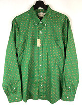 NEW J. Crew Men's Green Print Slim Secret Wash Button Poplin Shirt Large L