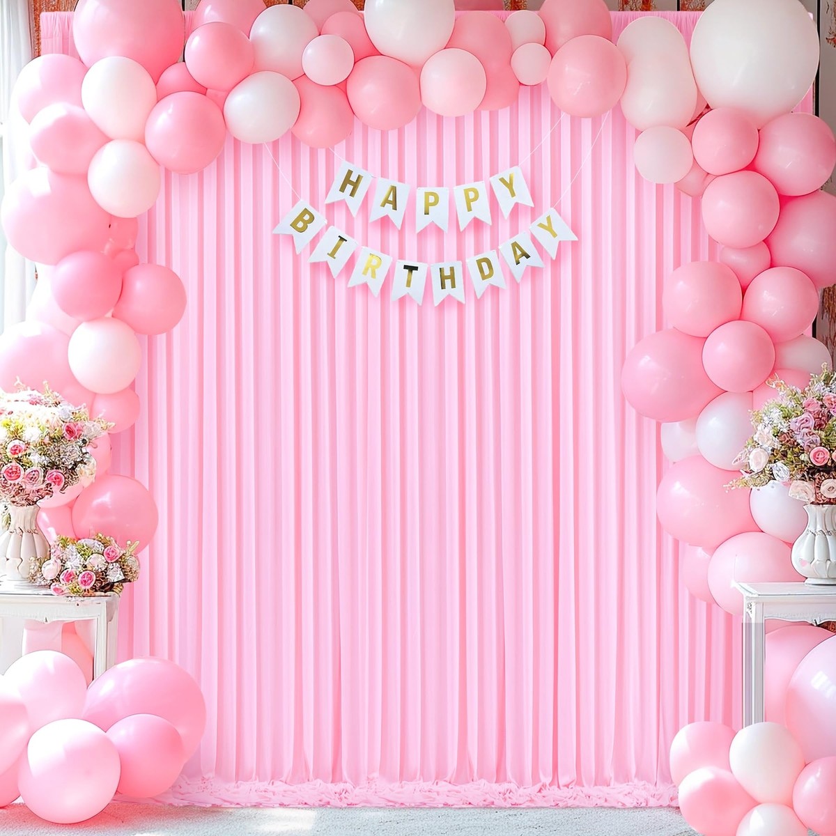 10ft x 10ft Pink Backdrop Curtain for Parties Light Pink