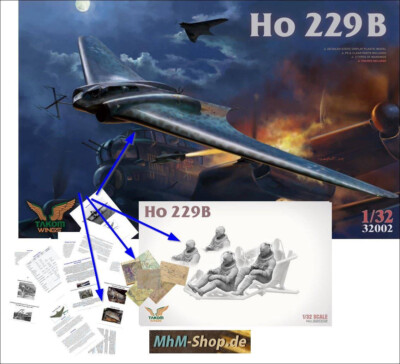 Takom / HO-229B + 2Piloten + 6Karten + DIN A-4 Historie in 1:32