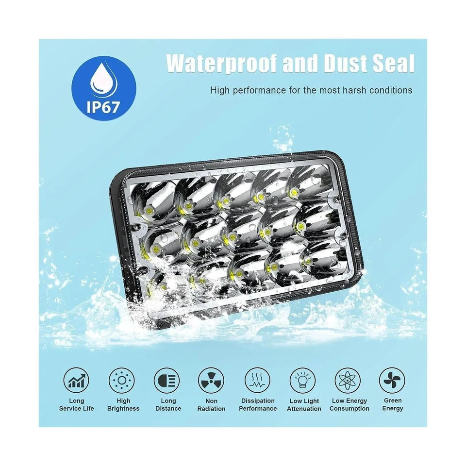 Faros LED Blue Halo 4x6" aptos 1977 1978 1979 1980 1981-86 Chevrolet Caprice Foto 4 de 4