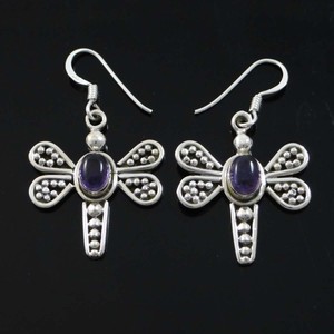 Silver-925-Earrings-Amethyst-Stone-Dangle-Earring-Formal-Stone-Jewelry-India