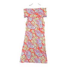 Lauren Ralph Lauren Women's Large Orange Paisley Boat Neck Shift Dress