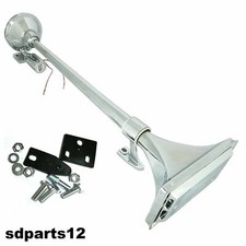 Klaxon Pneumatique Chromé Trompette 12/24V Air Horn Auto Voiture Camion Bateau