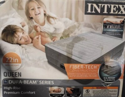 Intex Queen Dura-Beam Deluxe Series Comfort Headboard Airbed with Internal Pump