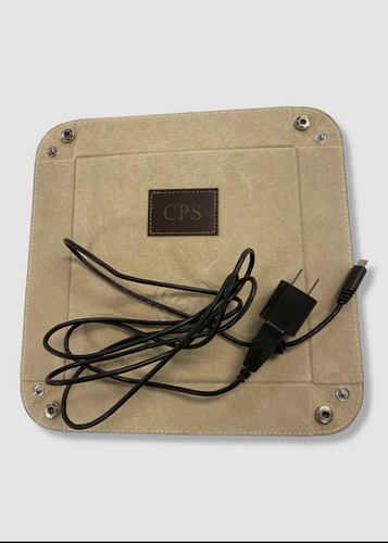 $86 Bey-Berk Brown Leather Qi Wireless Leather Snap Valet Tray Charger Station - Picture 2 of 3