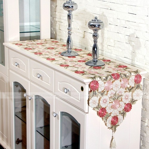 Yazi Embroidered Table Runner Daisy Flower Cutwork Fabric Dresser Yazi Embroidered Table Runner Daisy Flower Cutwork Fabric Dresser Scarf Gift