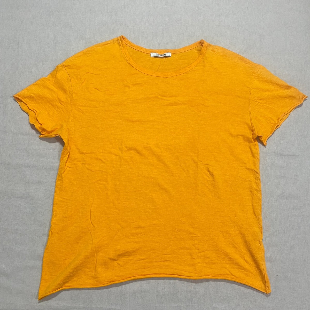 Zara Trafaluc Women's Solid Orange Short Sleeve T Shirt Cotton Top Size  Small - Main Image