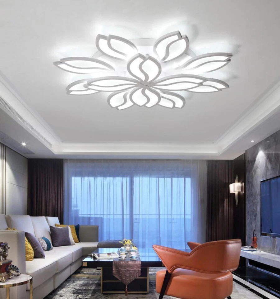 Lámpara de Techo LED Moderna Flor de Loto Colgante Iluminación Dormitorio Salón Acrílico Foto 3 de 4