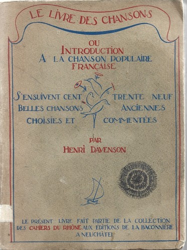 LE LIVRE DES CHANSONS . introduction a la chanson française populaire DAVENSON