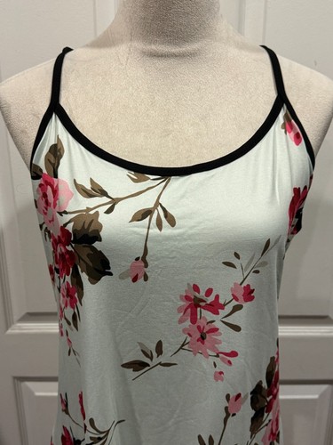 Women Lt Mint w/Red Floral Print Strap Nightgown Sz 4XL 30"L x 24"W - Picture 2 of 4