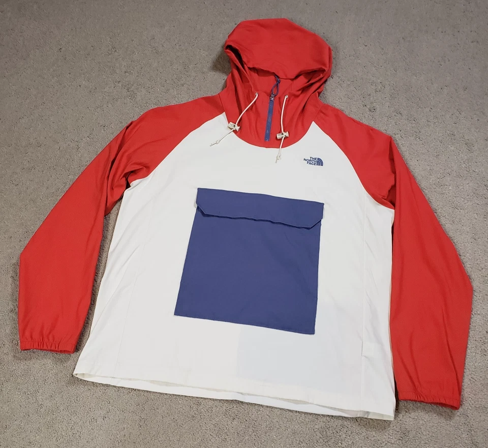 Chaqueta The North Face Hombre L Rojo Blanco Azul Clase V Fanorak Pullover Con Capucha Foto 2 de 4