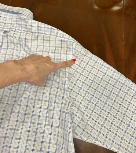 Brooks Brothers 17x36 Regent Off White blue Grid Pattern Non Iron Pocket - Picture 16 of 18