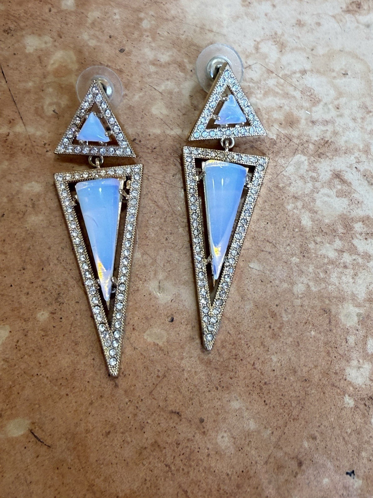 dramatic geometric statement triangular drop earr… - image 4