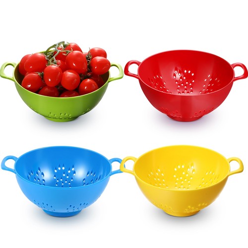Baderke 4 Pack Mini Colander for Kitchen Plastic Berry Strainer with Double H...