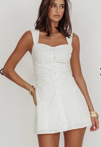 New NWT Angel Biba High Tide Textured Mini Dress White Buttoned Size Large L - Picture 5 of 12