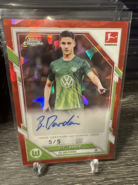 25/26 Topps Chrome Bundesliga Bence Dardai Auto True Red /5 VFL Wolfsburg