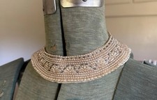 Beautiful Vintage Beaded Pearl seashell Choker Collar Necklace Made In Japan